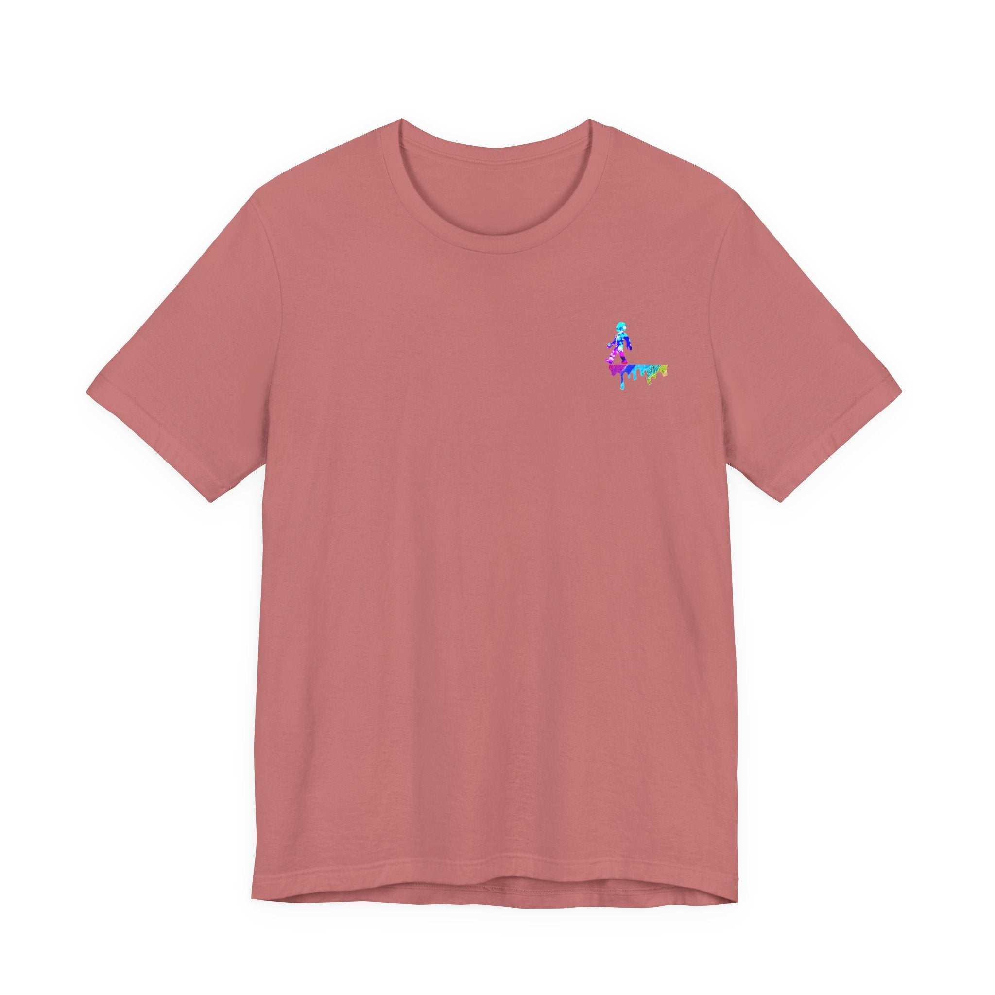 Surfer Rainbow Chest Tee - Minimal Surf Graphic Short Sleeve Shirt