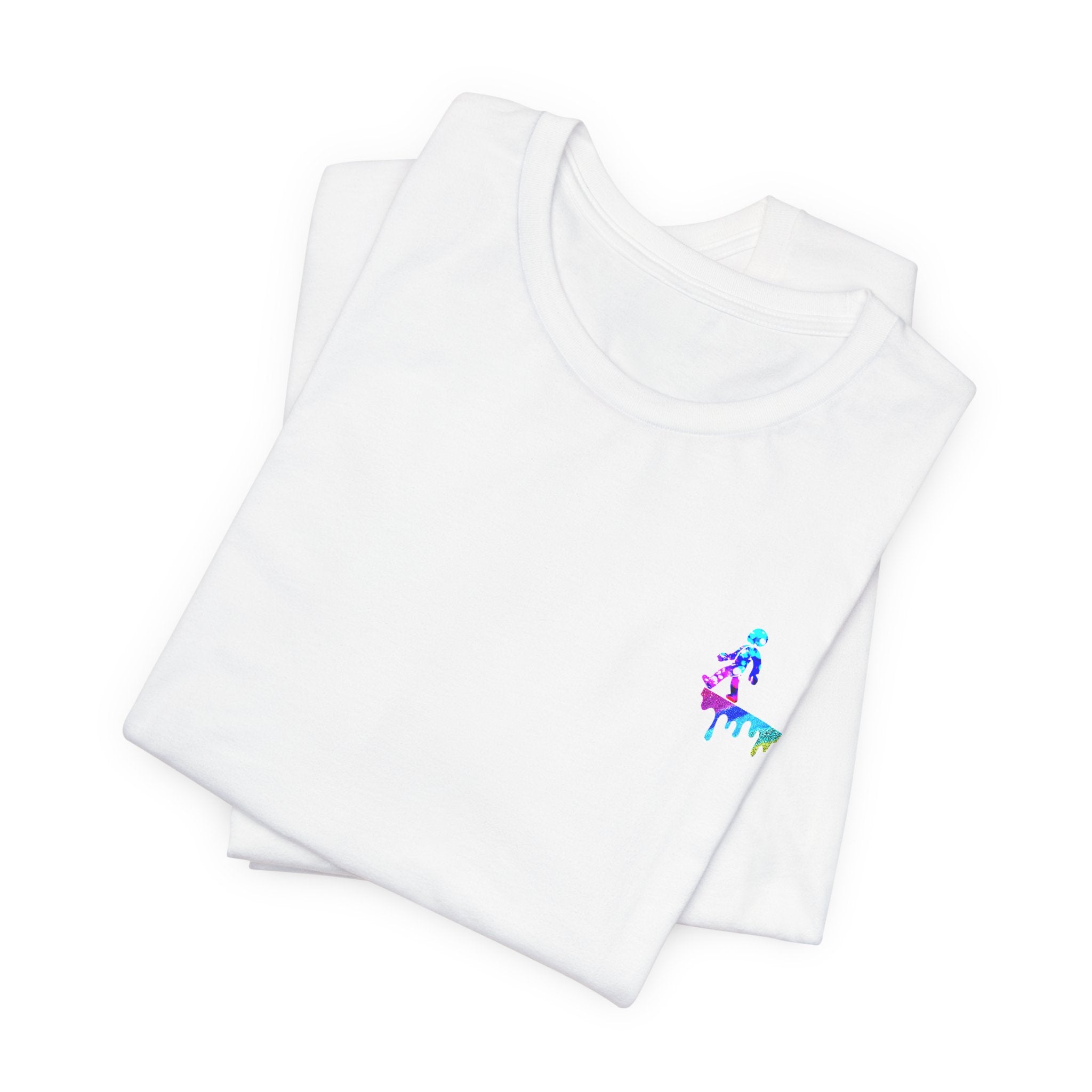 Surfer Rainbow Chest Tee - Minimal Surf Graphic Short Sleeve Shirt