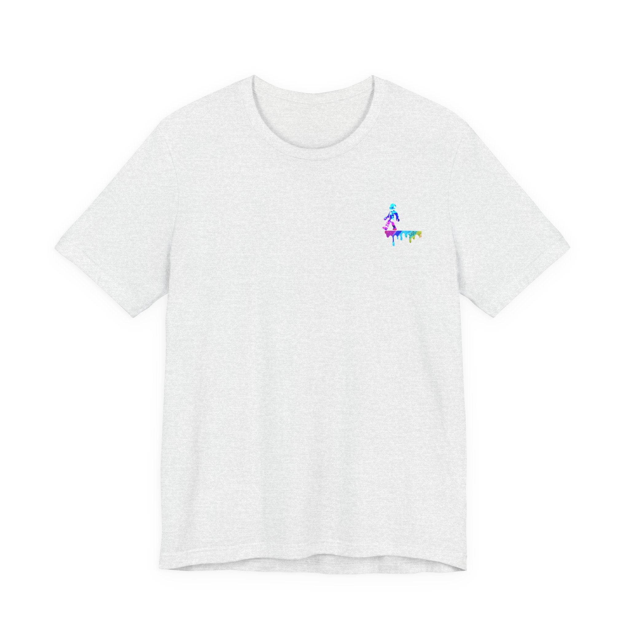 Surfer Rainbow Chest Tee - Minimal Surf Graphic Short Sleeve Shirt