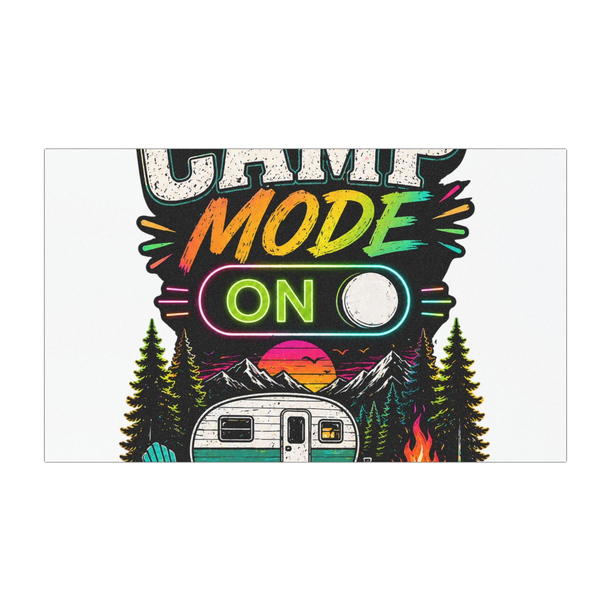 Camp Mode On™ Retro Camper Magnet — Weatherproof