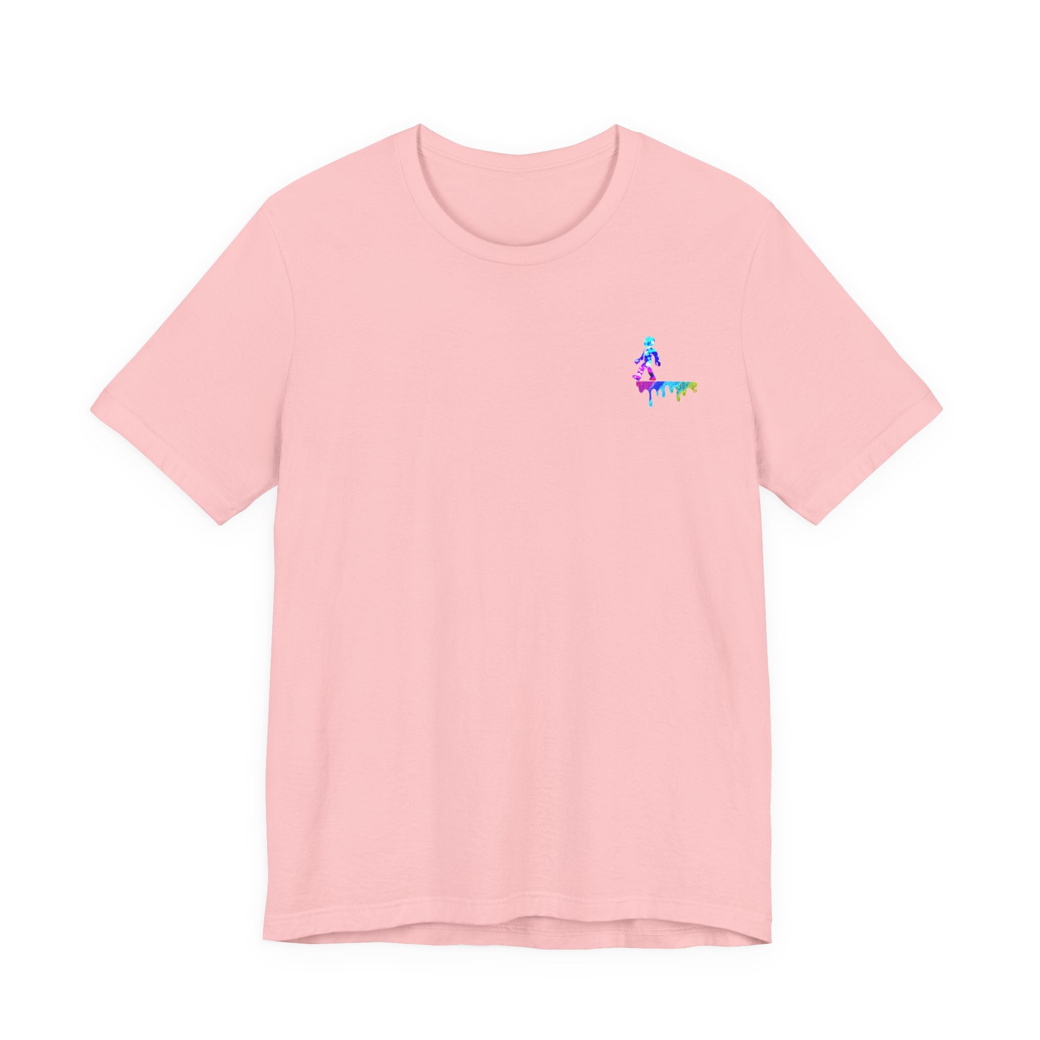 Surfer Rainbow Chest Tee - Minimal Surf Graphic Short Sleeve Shirt