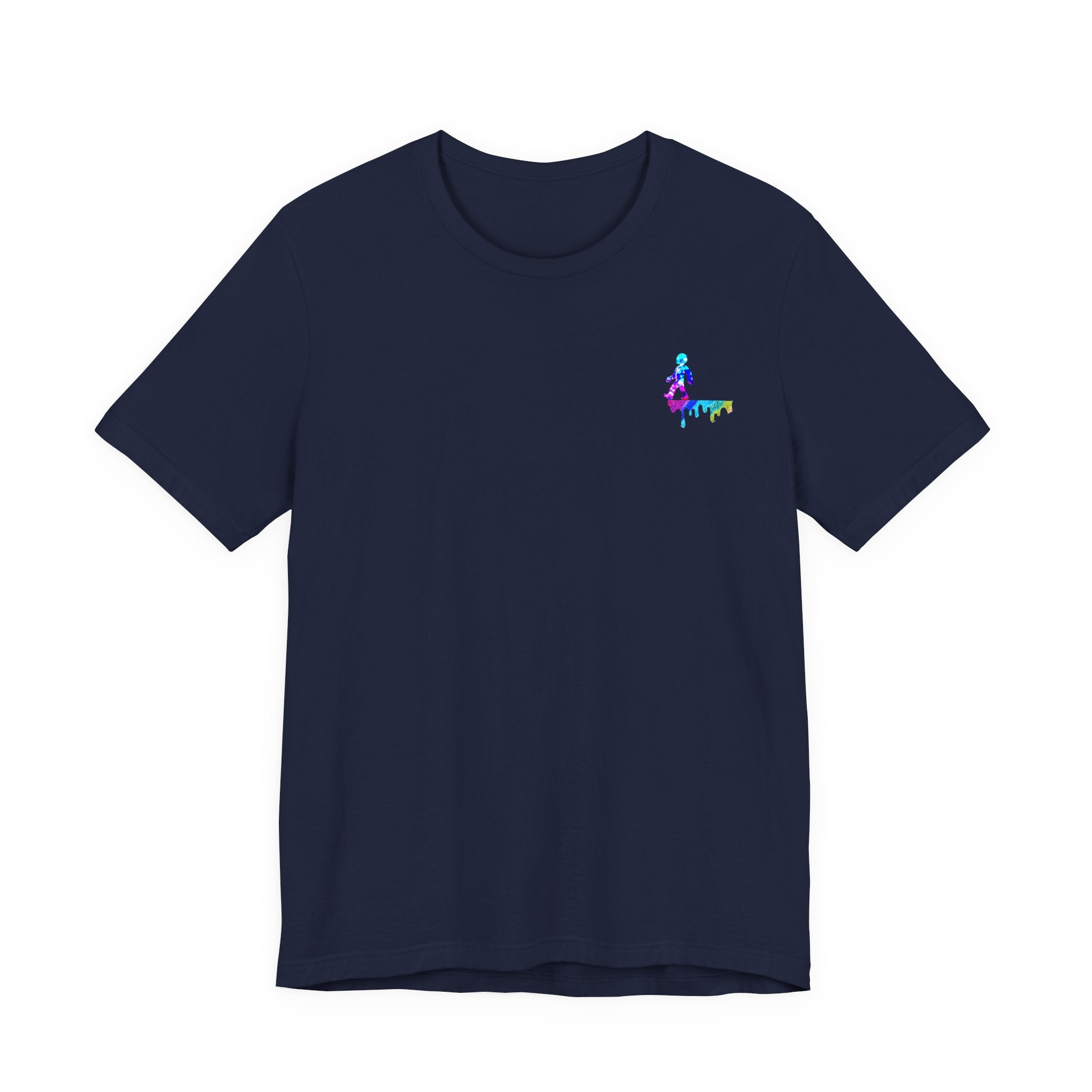 Surfer Rainbow Chest Tee - Minimal Surf Graphic Short Sleeve Shirt