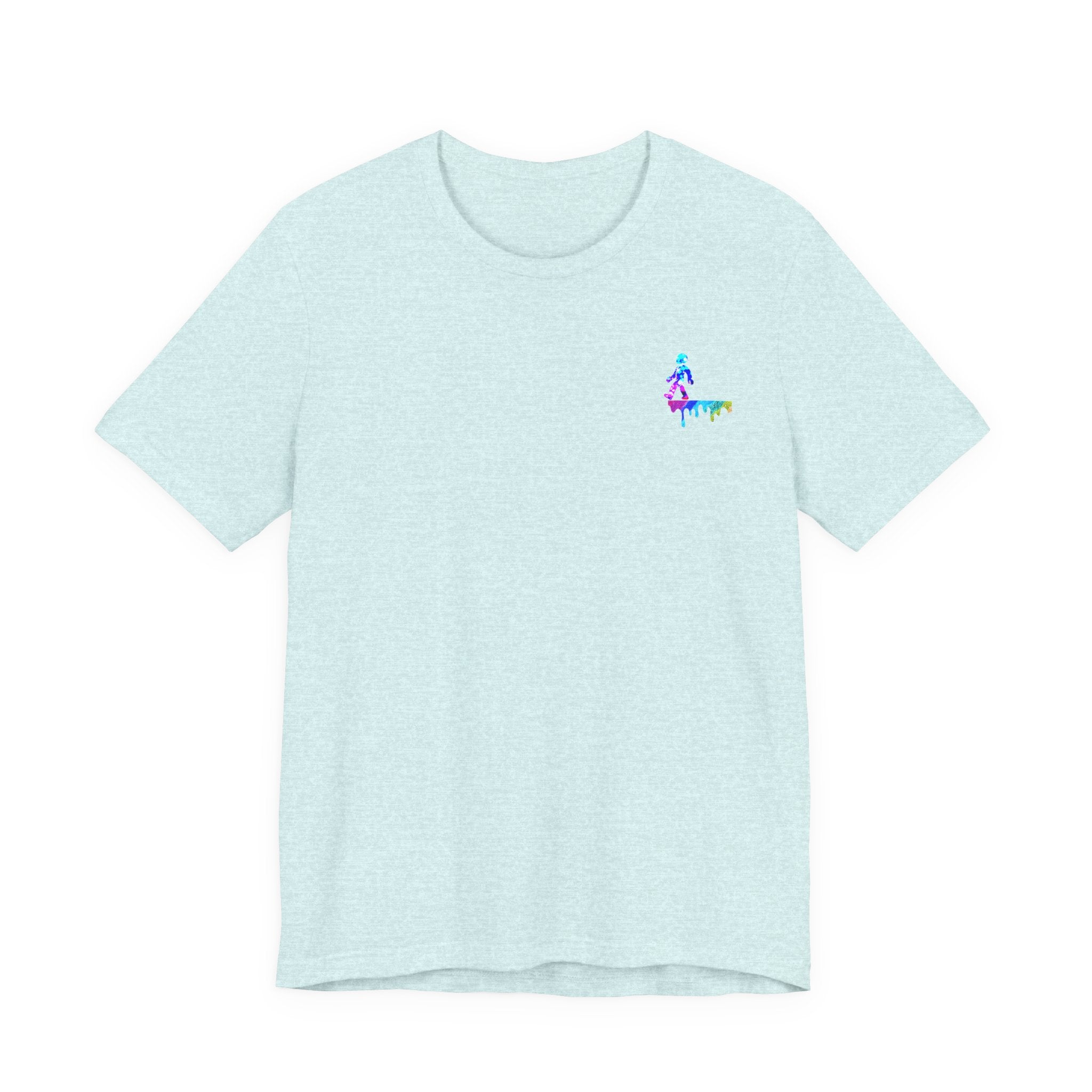 Surfer Rainbow Chest Tee - Minimal Surf Graphic Short Sleeve Shirt
