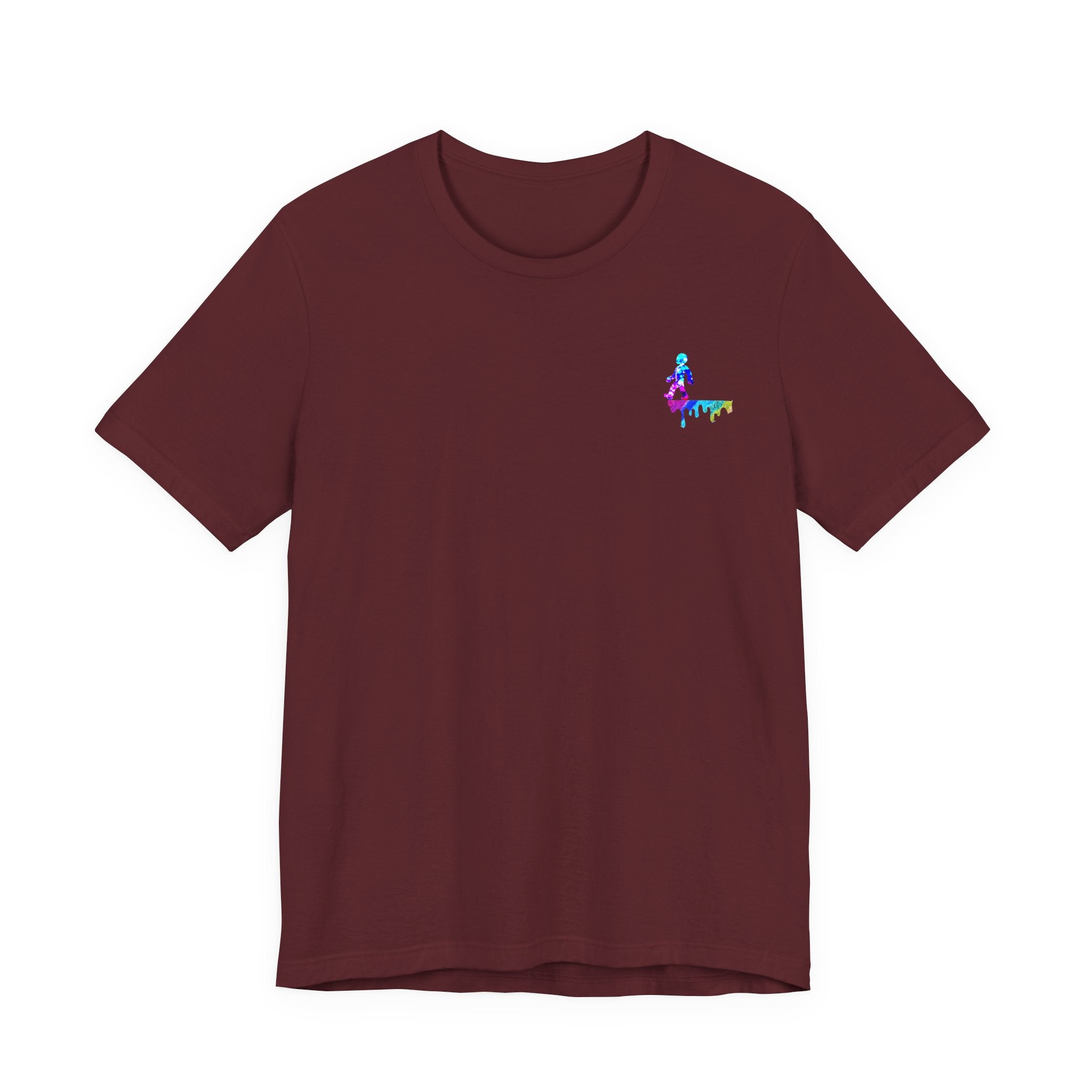 Surfer Rainbow Chest Tee - Minimal Surf Graphic Short Sleeve Shirt