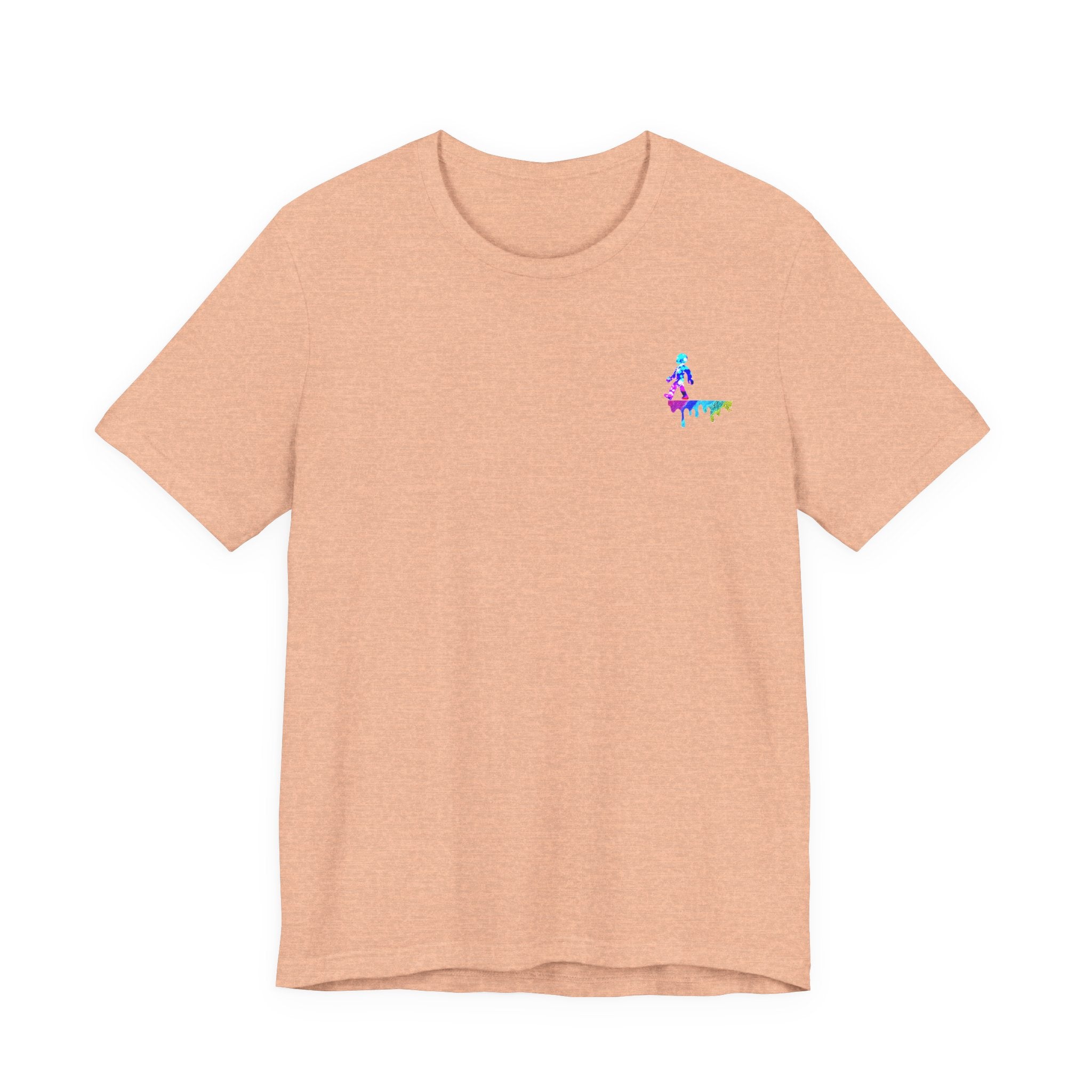 Surfer Rainbow Chest Tee - Minimal Surf Graphic Short Sleeve Shirt