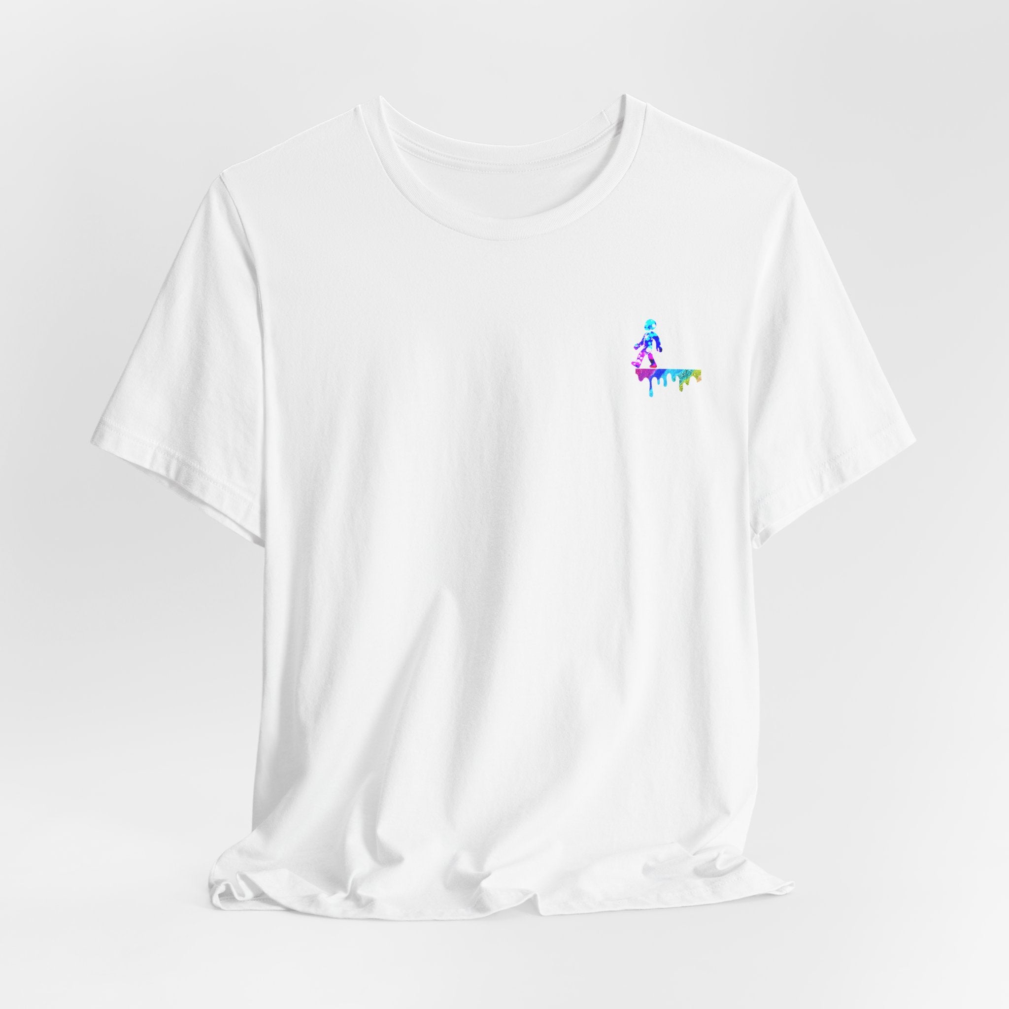 Surfer Rainbow Chest Tee - Minimal Surf Graphic Short Sleeve Shirt