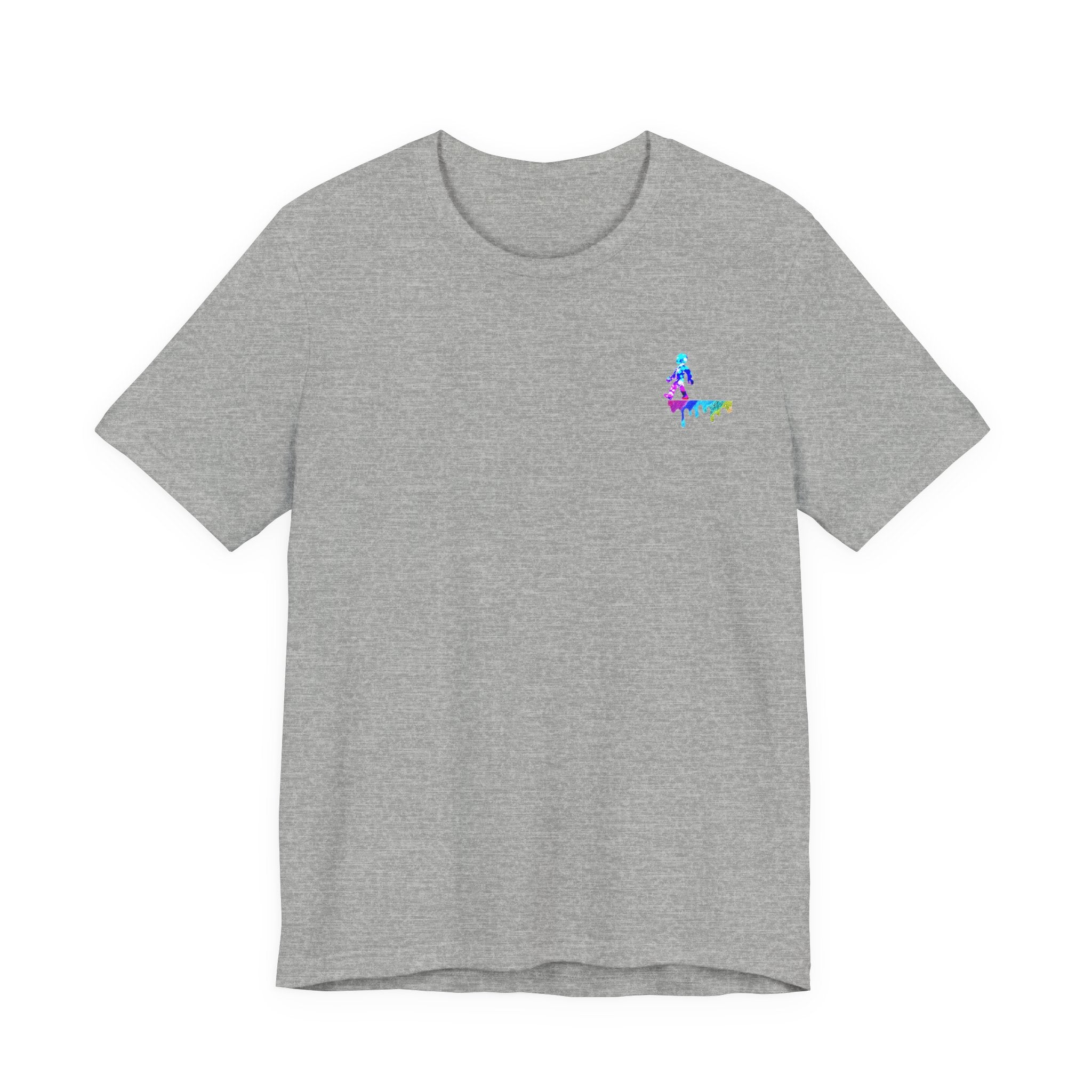 Surfer Rainbow Chest Tee - Minimal Surf Graphic Short Sleeve Shirt