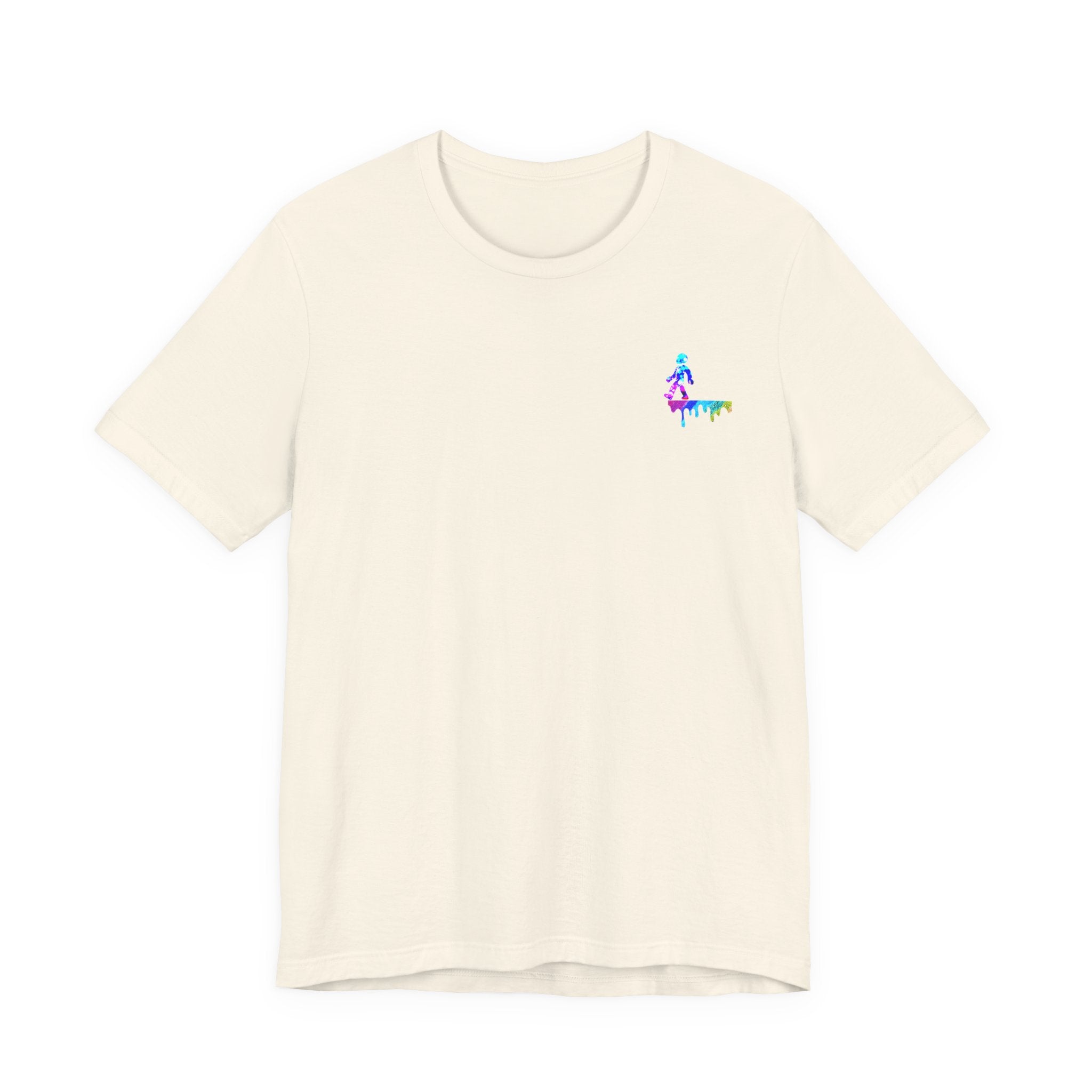 Surfer Rainbow Chest Tee - Minimal Surf Graphic Short Sleeve Shirt