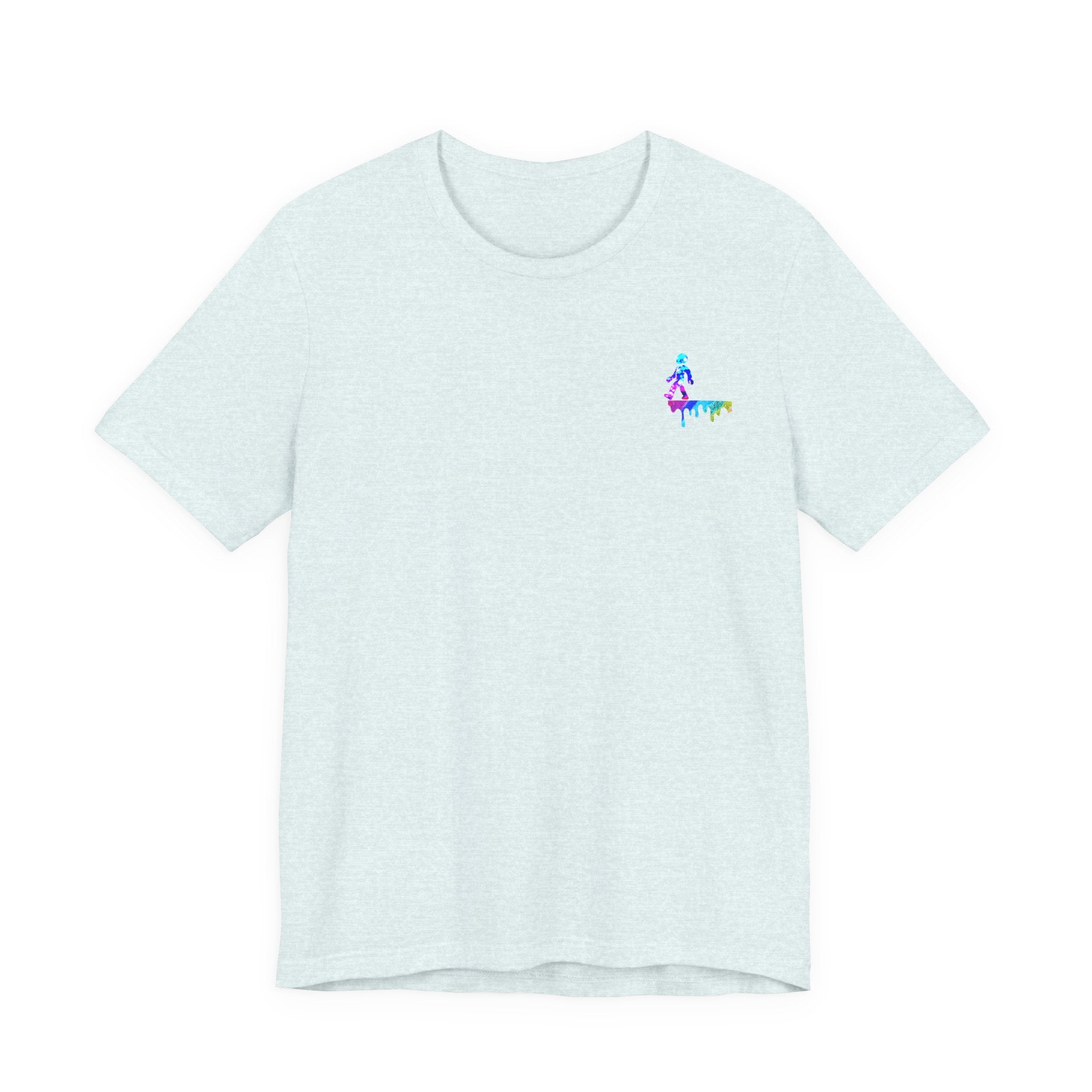 Surfer Rainbow Chest Tee - Minimal Surf Graphic Short Sleeve Shirt