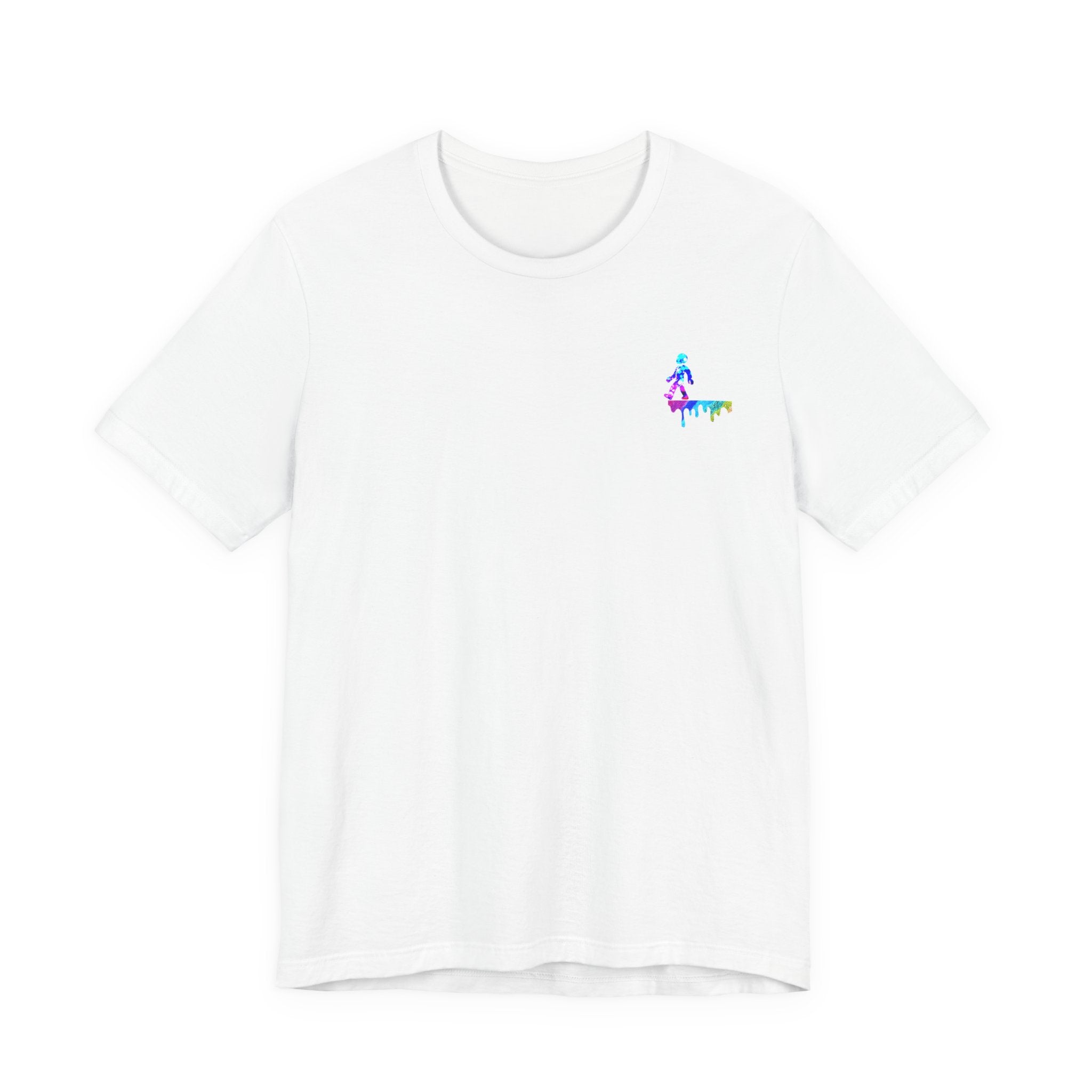 Surfer Rainbow Chest Tee - Minimal Surf Graphic Short Sleeve Shirt
