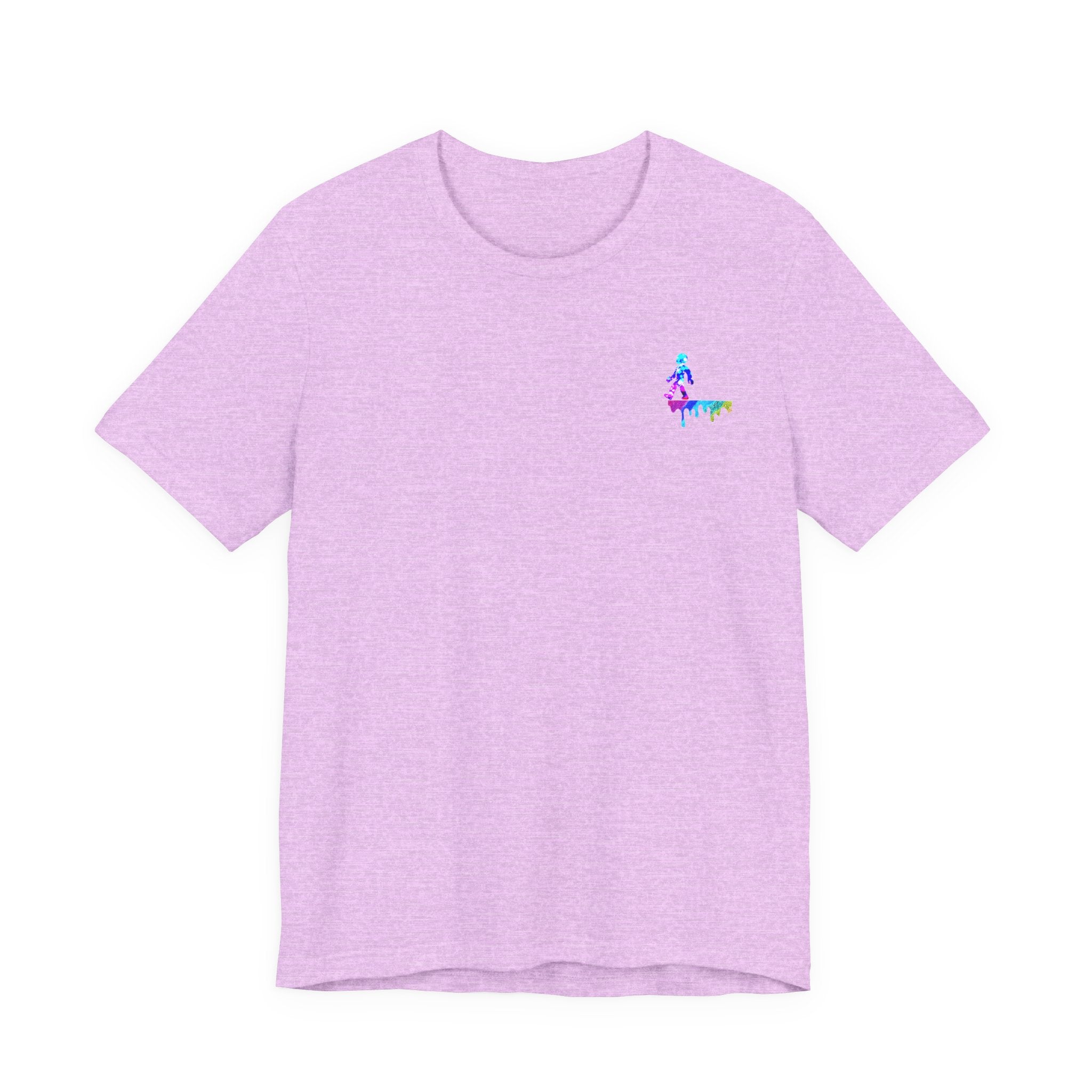 Surfer Rainbow Chest Tee - Minimal Surf Graphic Short Sleeve Shirt