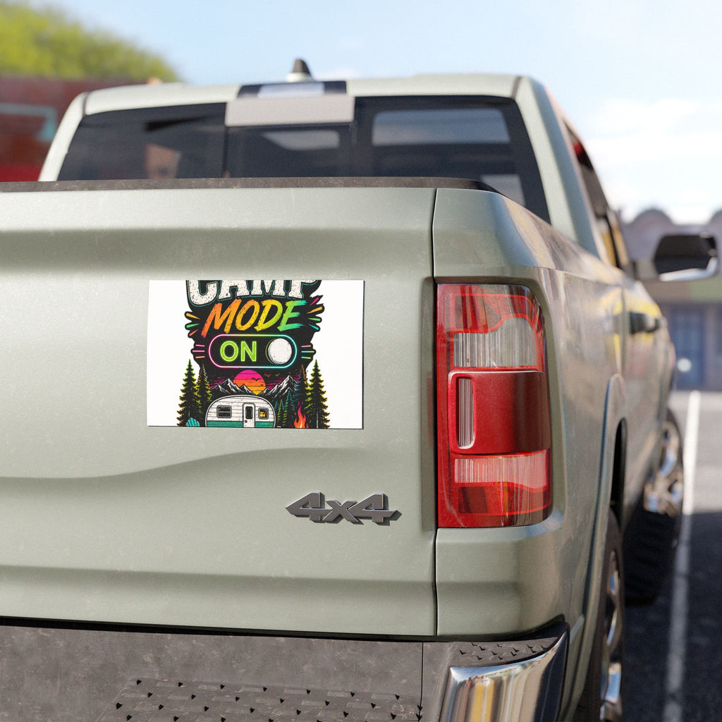 Camp Mode On™ Retro Camper Magnet — Weatherproof