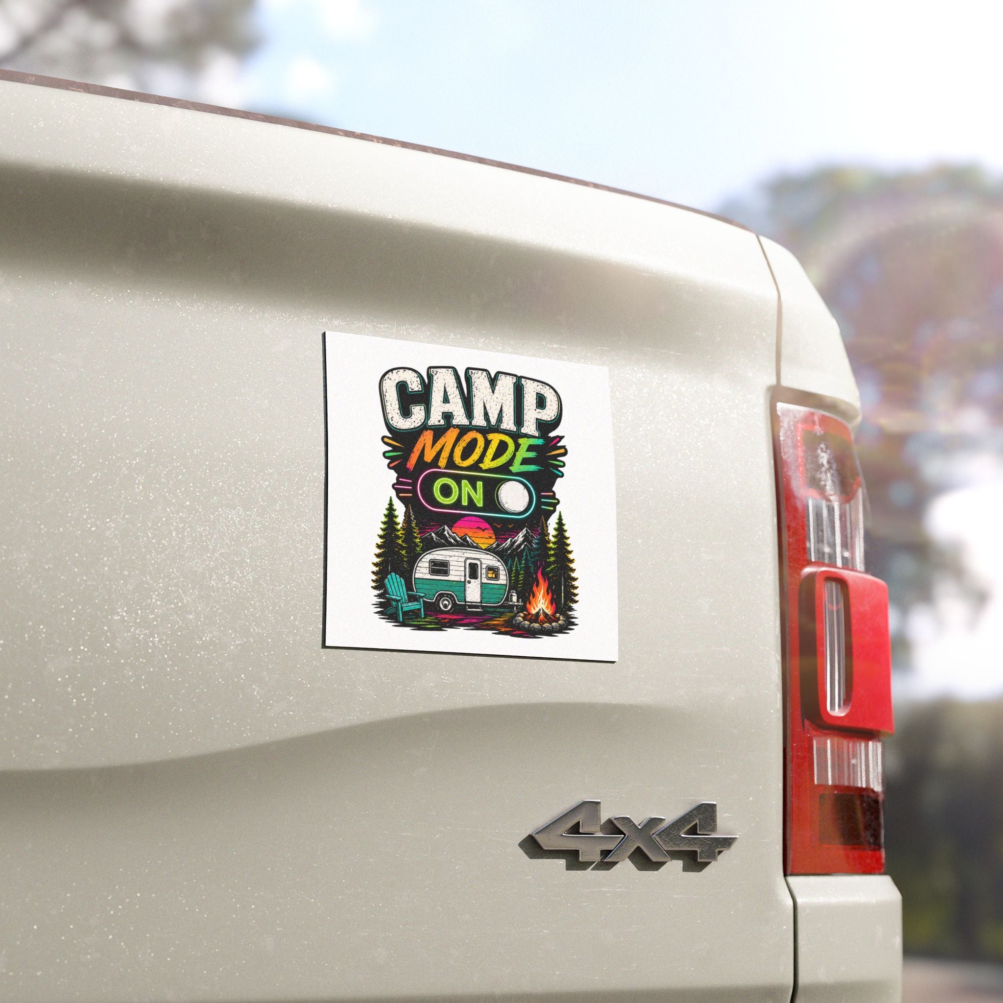 Camp Mode On™ Retro Camper Magnet — Weatherproof