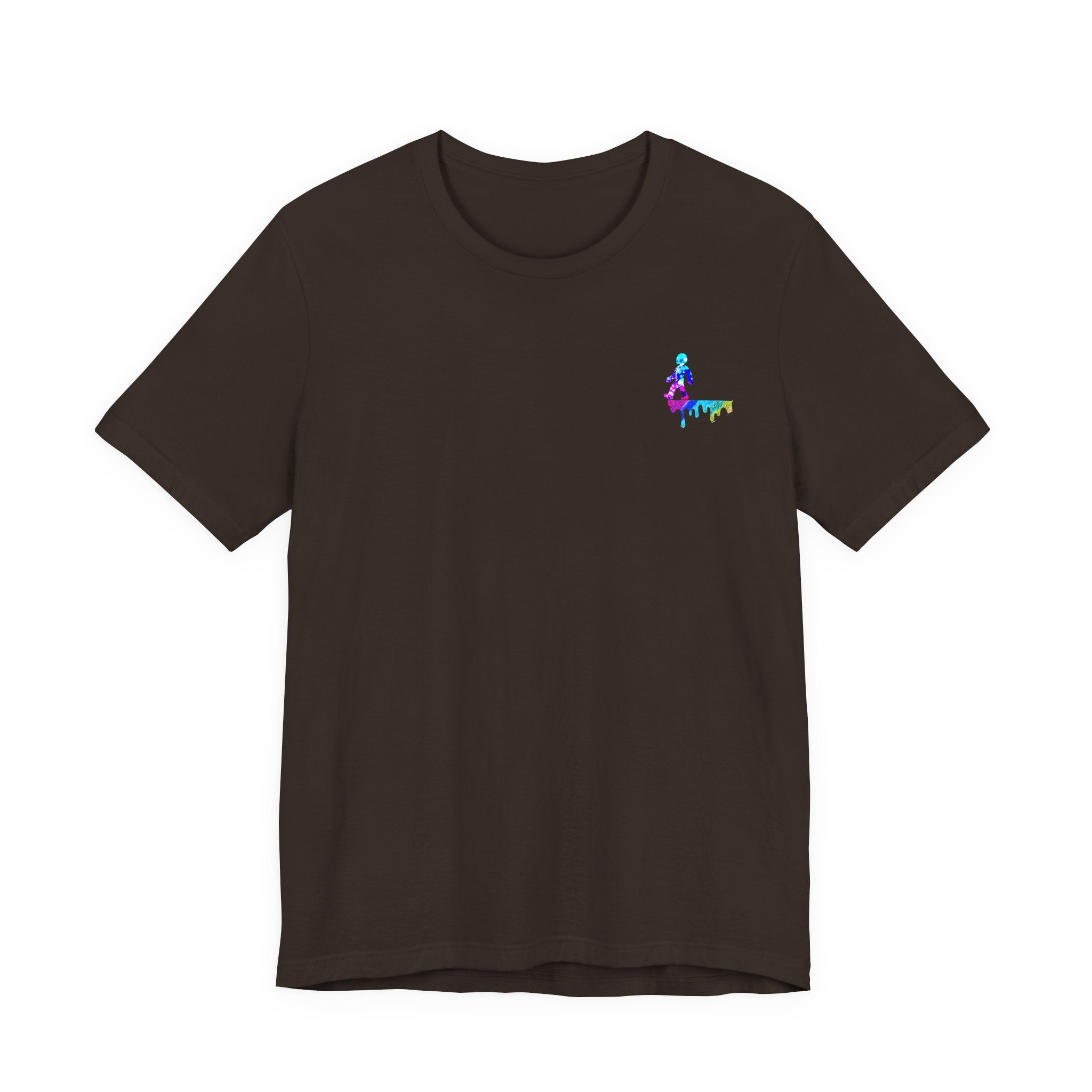 Surfer Rainbow Chest Tee - Minimal Surf Graphic Short Sleeve Shirt