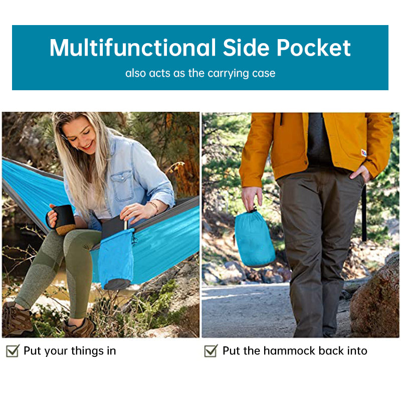 Light Weight, Double Nylon, Hammock + Straps