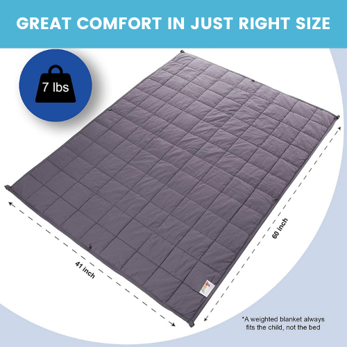 7 Lbs Kids Weighted Blanket with Cover | 41"x60" | 100% Cotton, Glass Beads