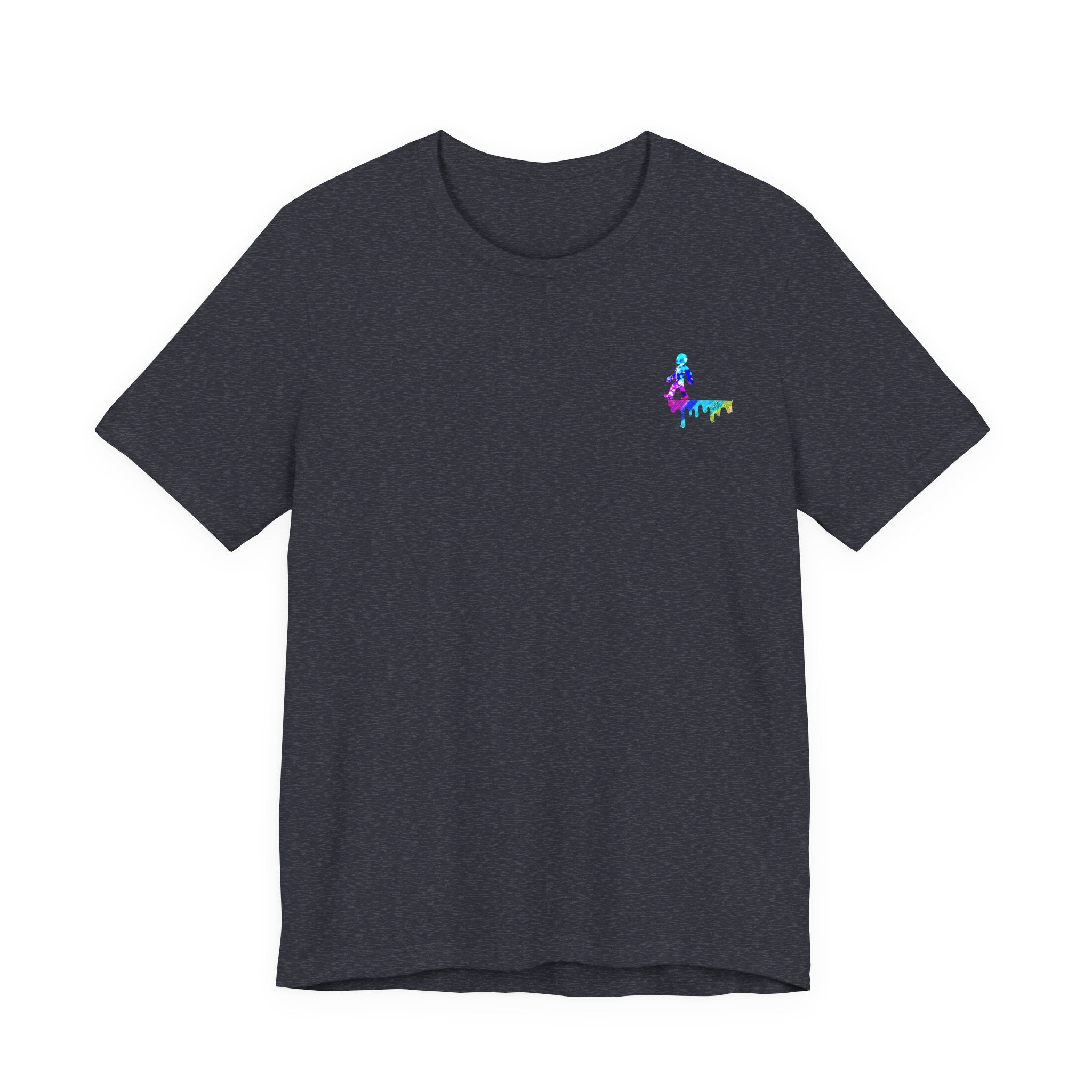 Surfer Rainbow Chest Tee - Minimal Surf Graphic Short Sleeve Shirt