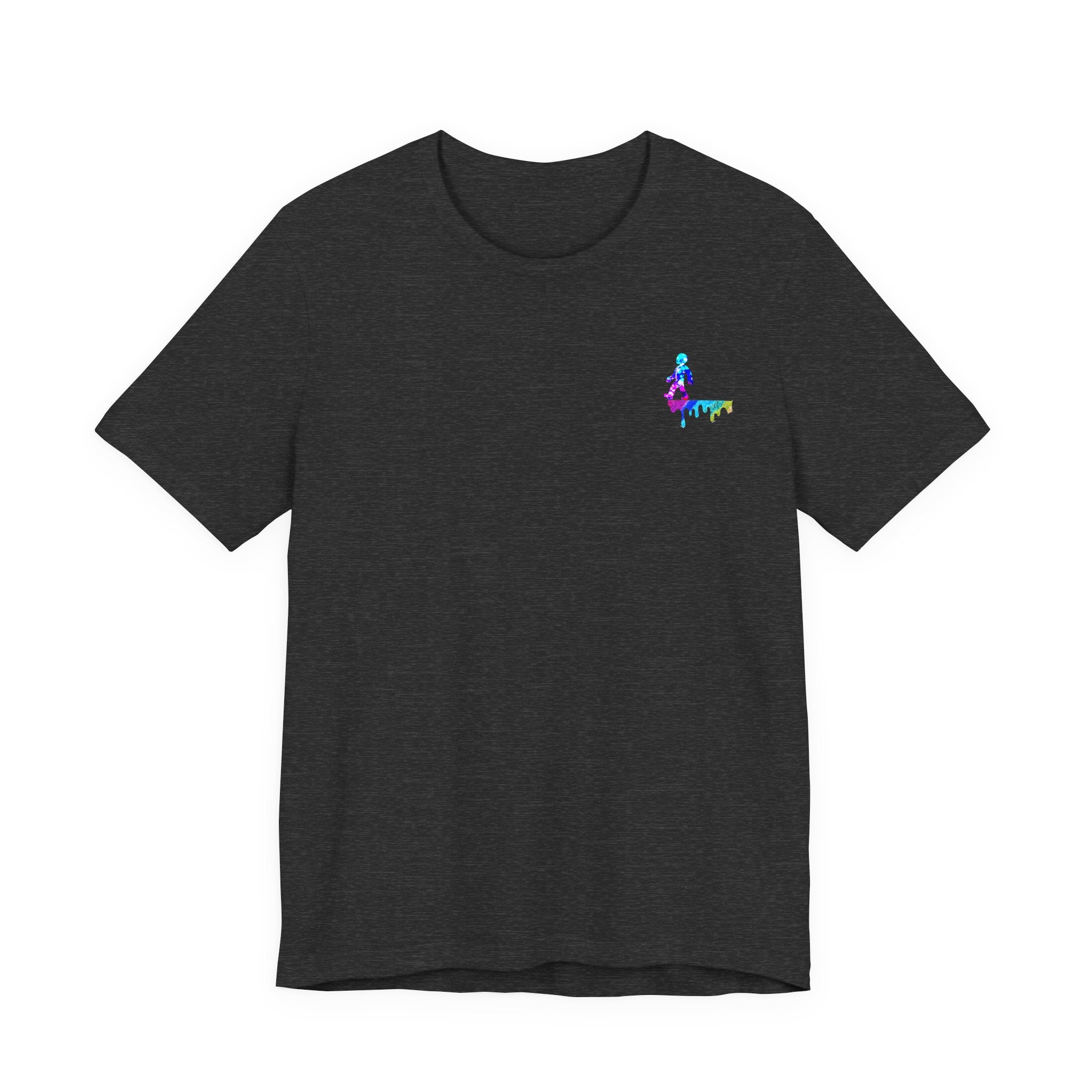 Surfer Rainbow Chest Tee - Minimal Surf Graphic Short Sleeve Shirt
