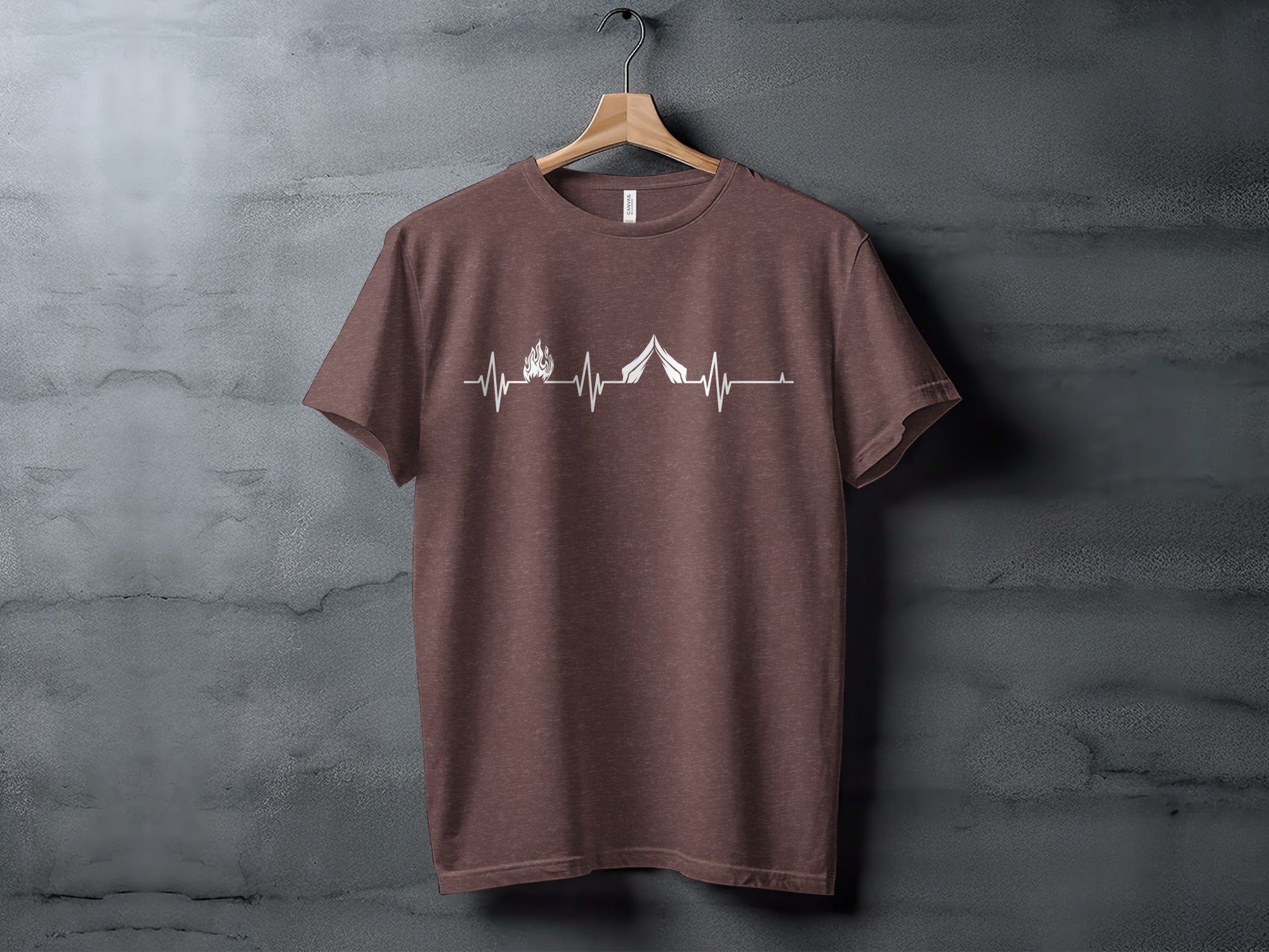 Camping Heartbeat With Tent Plus Fire Summer Camp T-Shirt