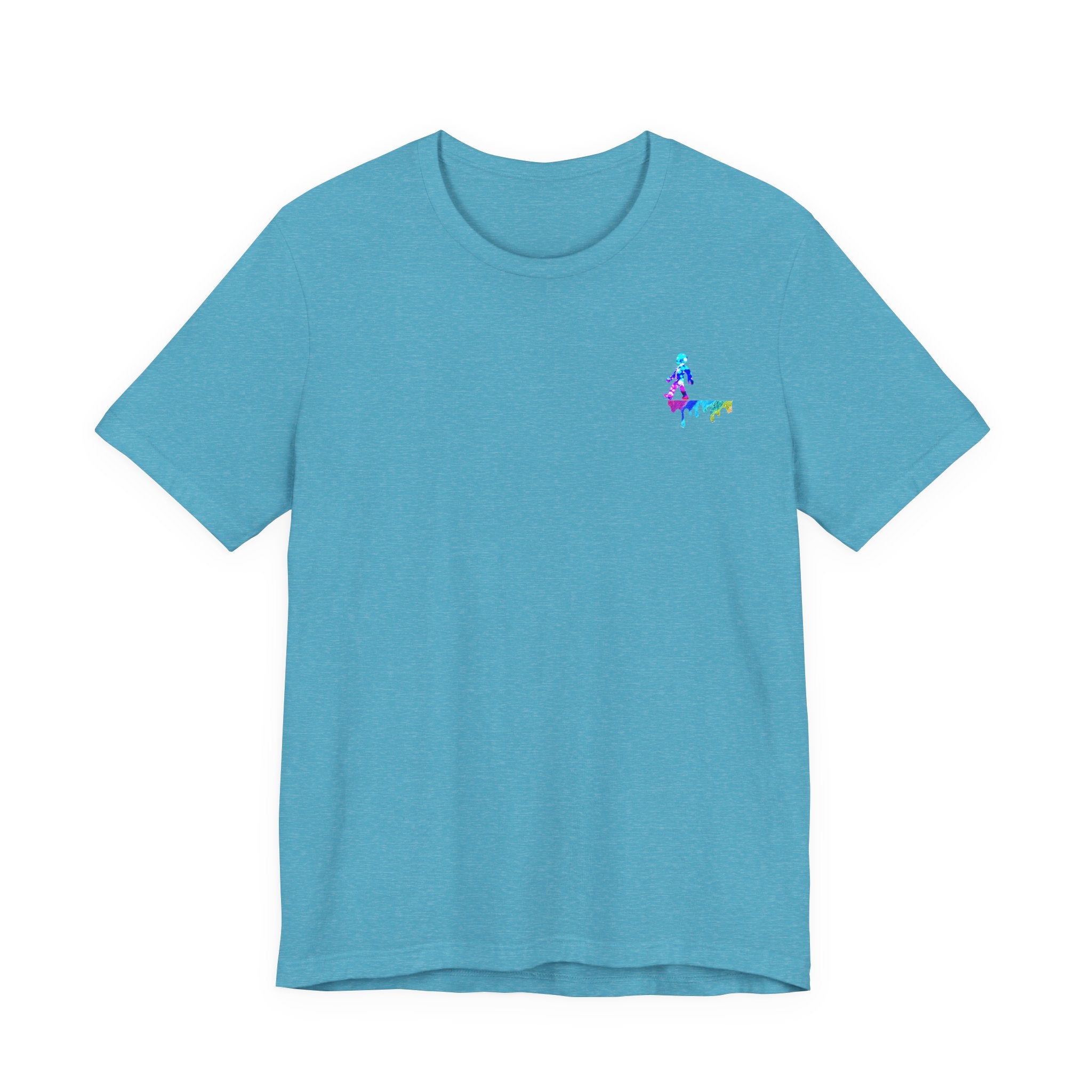 Surfer Rainbow Chest Tee - Minimal Surf Graphic Short Sleeve Shirt