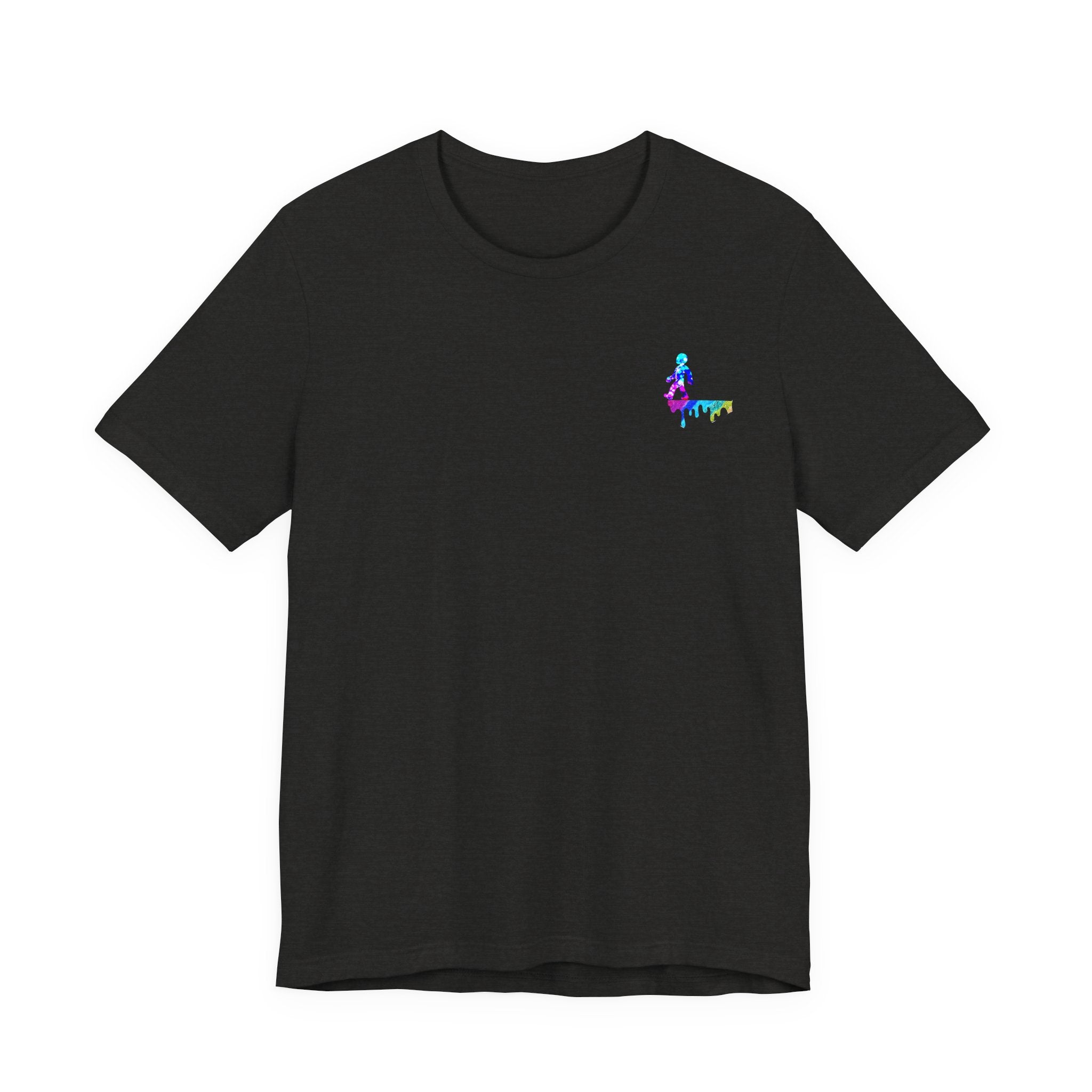 Surfer Rainbow Chest Tee - Minimal Surf Graphic Short Sleeve Shirt