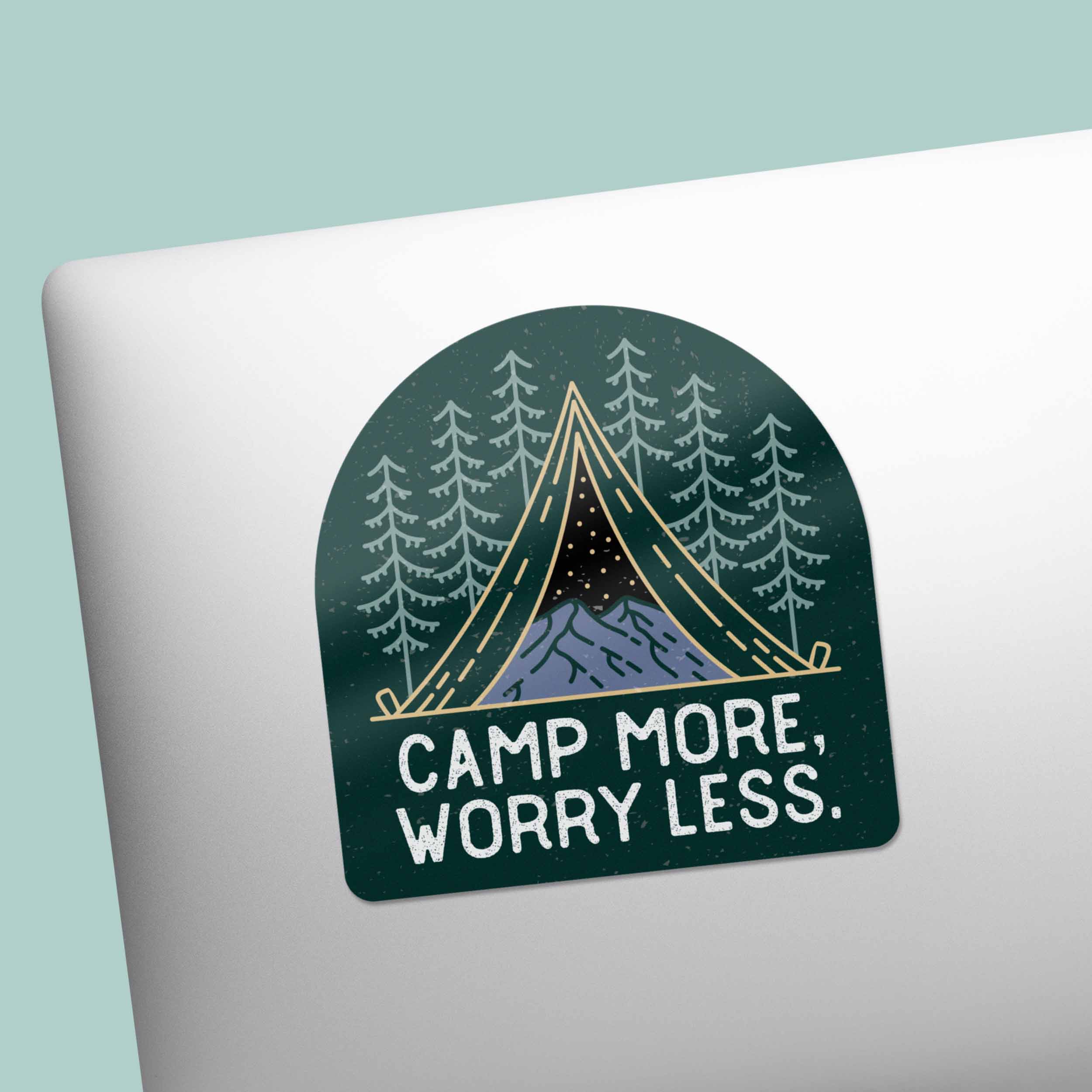 Camp More, Worry Less Tent Sticker