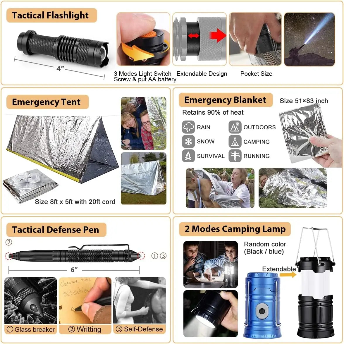 250-Piece Outdoor Survival Kit with First Aid