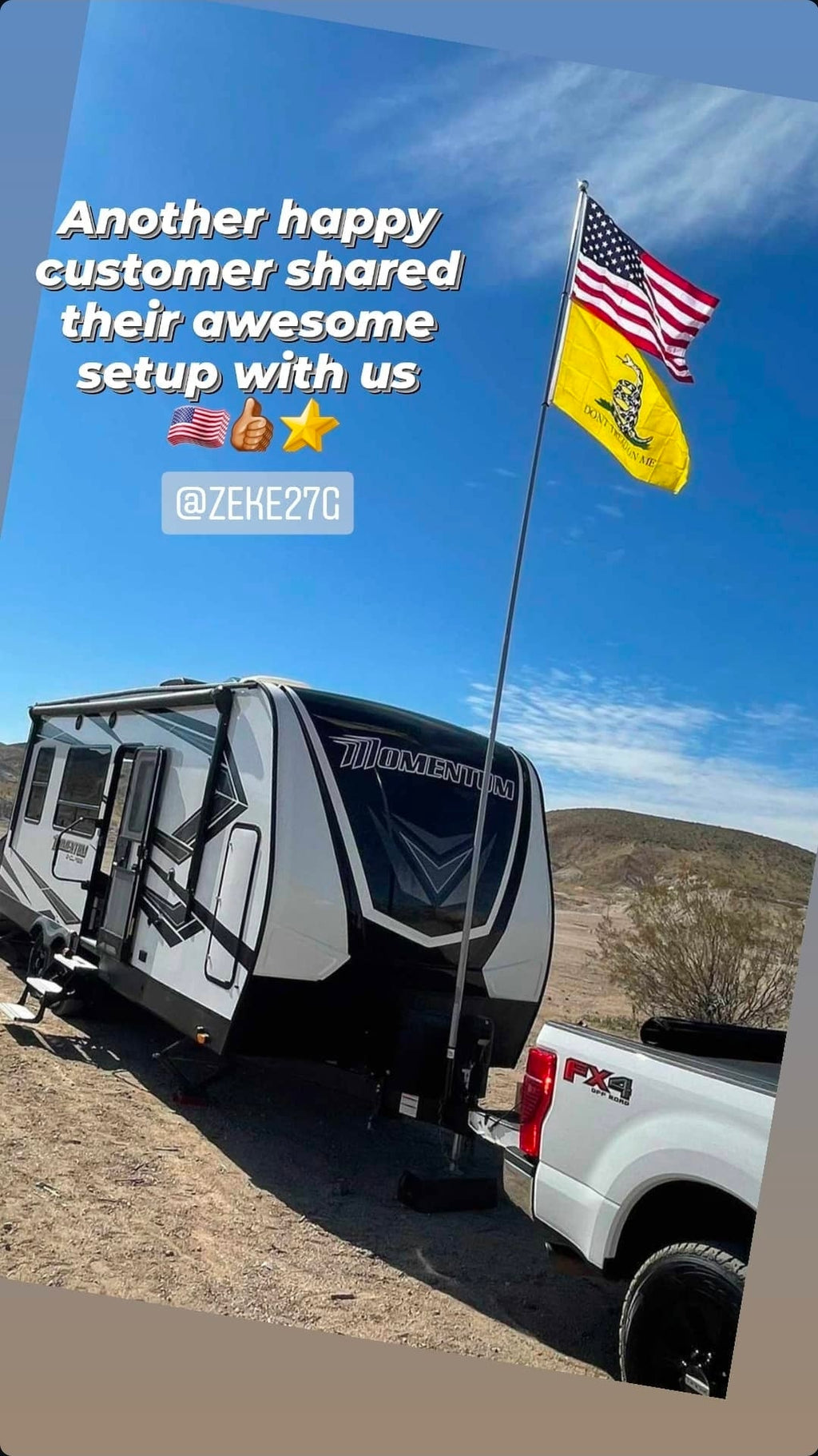 RV Flagpole Kit – Telescoping Pole + 6" Frame Mount | Poles and Holders