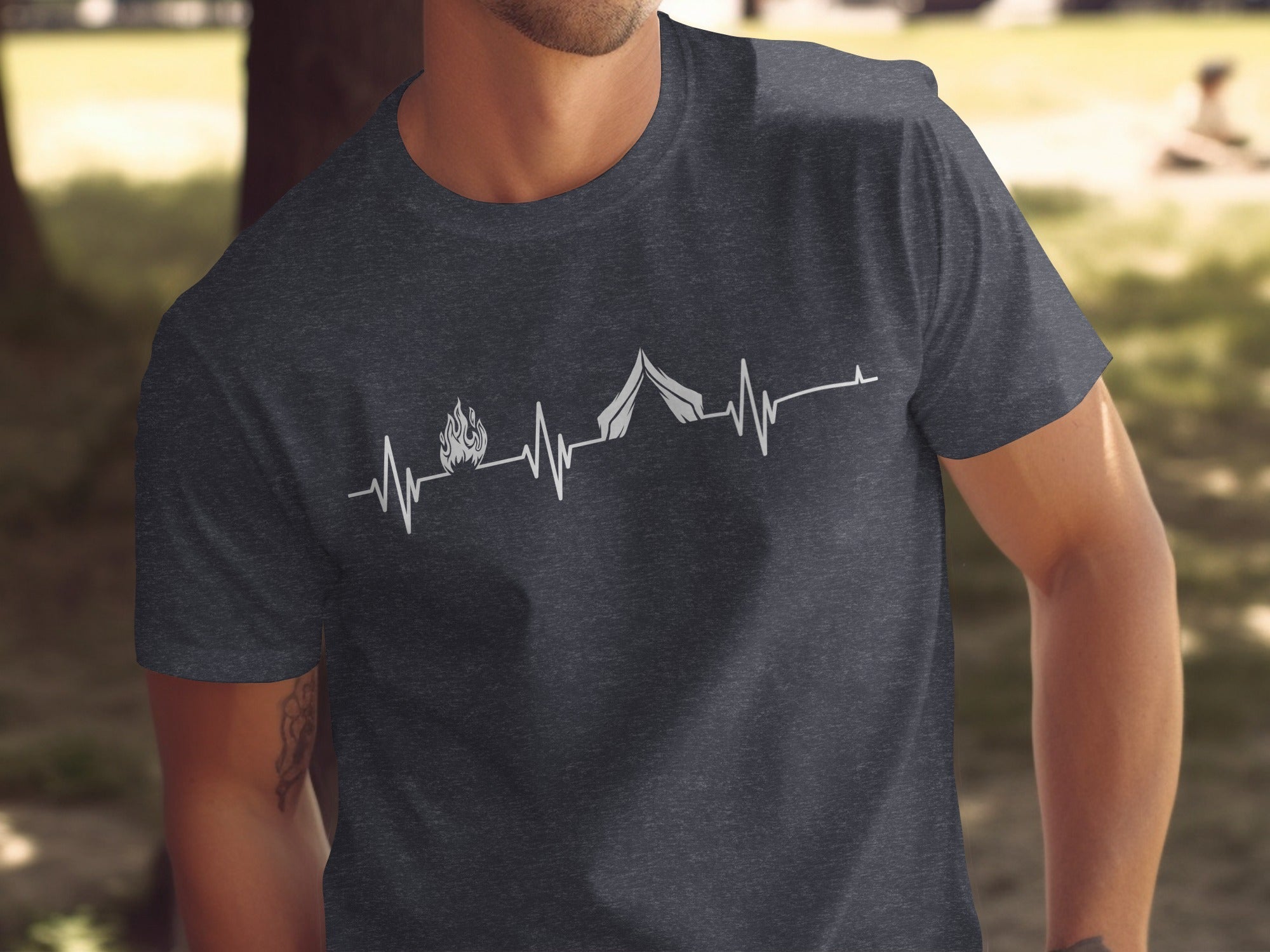Camping Heartbeat With Tent Plus Fire Summer Camp T-Shirt