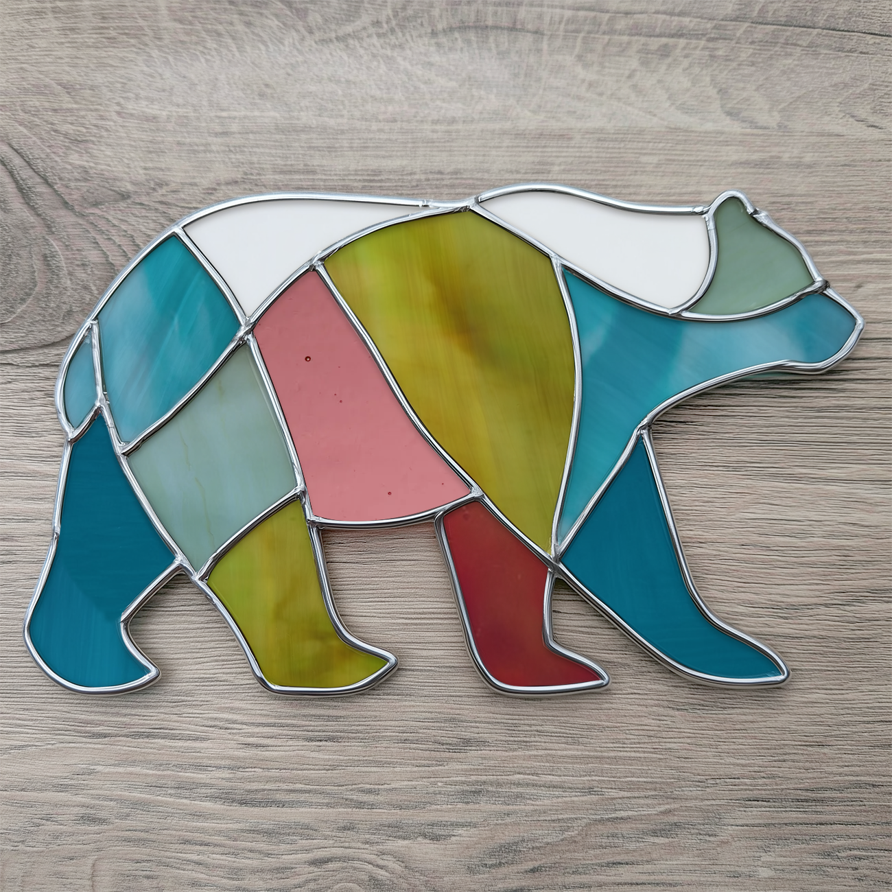 Boho Walking Bear Stained Glass Pattern PDF & PNG