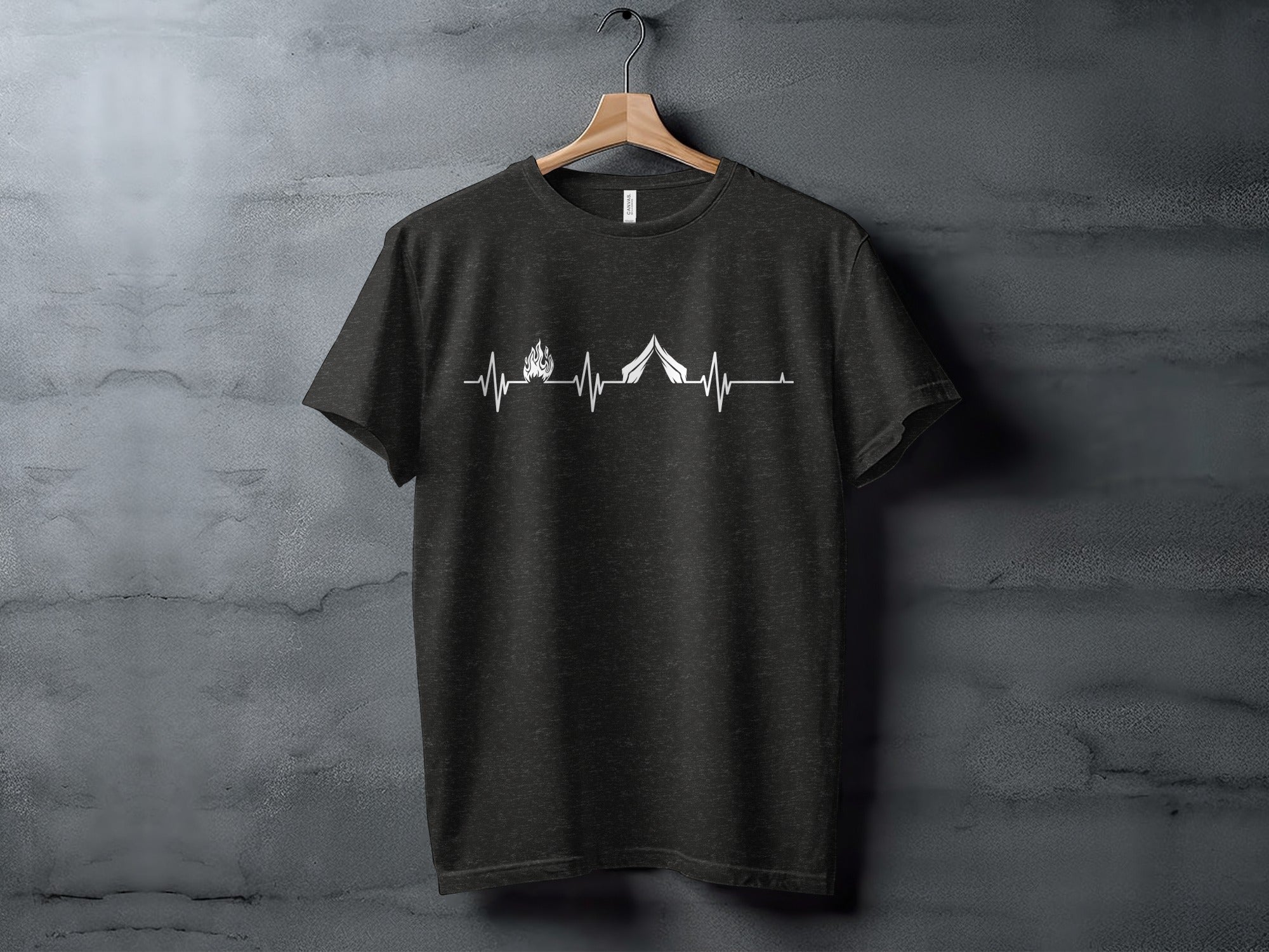 Camping Heartbeat With Tent Plus Fire Summer Camp T-Shirt