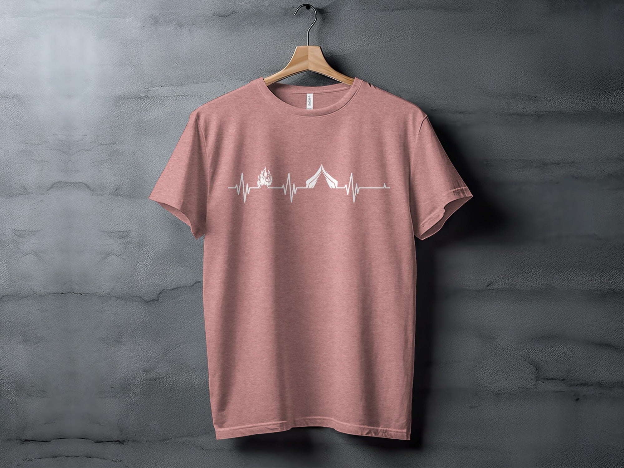 Camping Heartbeat With Tent Plus Fire Summer Camp T-Shirt
