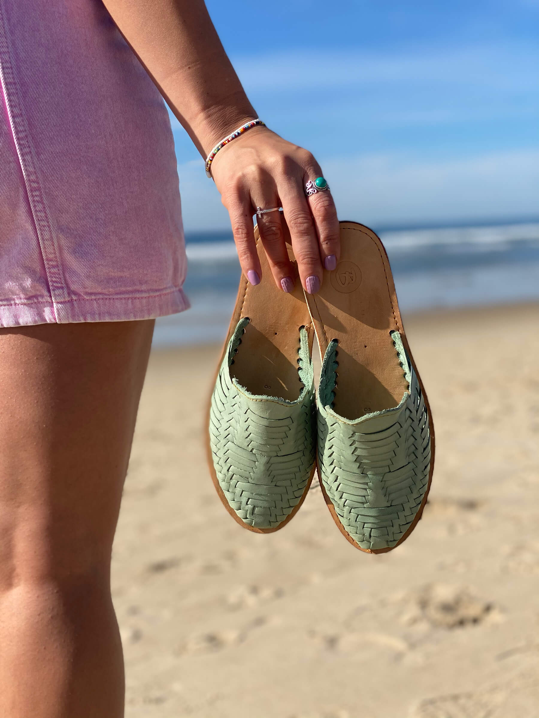 Marbella Huarache Slip-On Teal Shoes