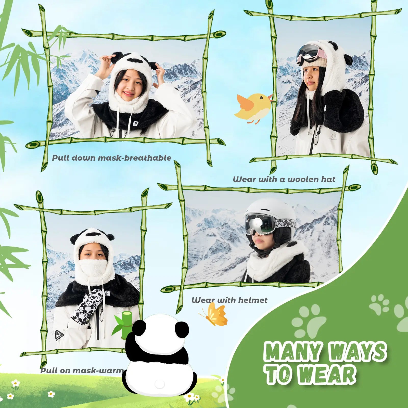 Panda Head Cover for Kids and Adults